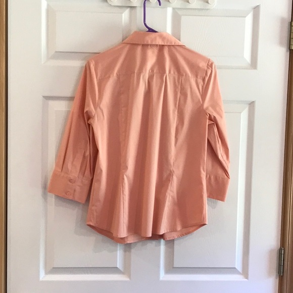 APOSTROPHE deep V Button Down 3 Quarter Sleeve Blouse peachy blush - Picture 2 of 2